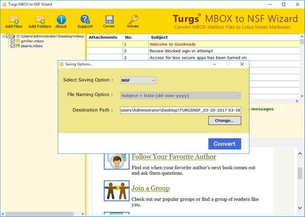 Turgs MBOX to NSF Wizard(MBOXNSFת)