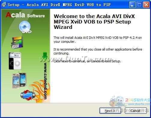 Acala AVI DivX MPEG XviD VOB to PSP