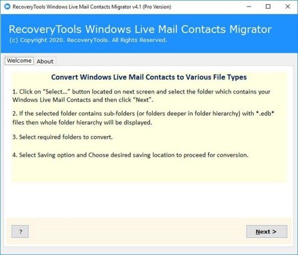 RecoveryTools Windows Live Mail Contacts Migrator(邮箱迁移工具)