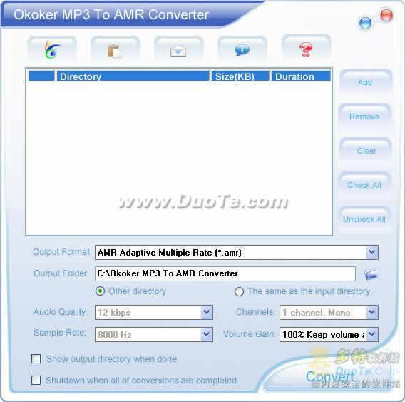 Okoker MP3 to AMR Converter
