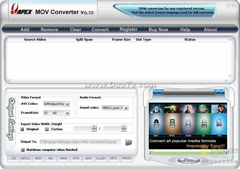 Apex Movie Converter