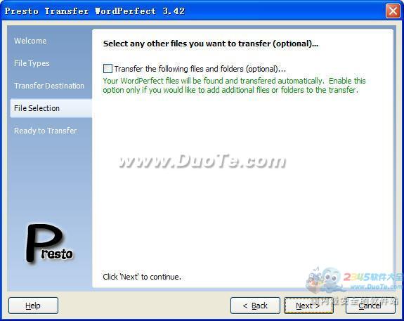 Presto Transfer WordPerfect