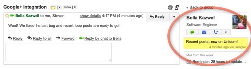 Gmail people widget ʼʾ Google+ Ϣ