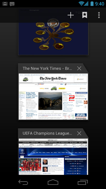 Browser tabs in Android ICS