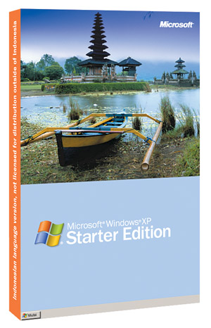 On Aug. 11, 2004, Microsoft unveiled Windows XP Starter Edition, which two months later went into trials in Indonesia, Malaysia and Thailand. Shown here is box for the Indonesian edition. [Microsoft]