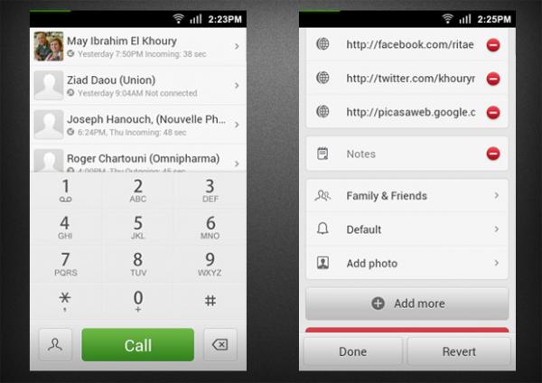 MIUI Dialer and contact editing showing support for adding groups