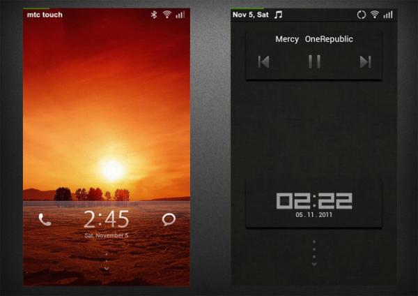Default lockscreen and another one showing the music player controls