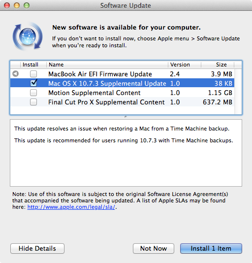 ƻMac OS X 10.7.3 Time Machine